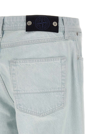 Blue Cotton Straight-Leg Jeans
