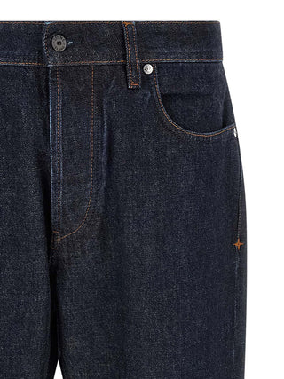 Blue Cotton Straight-Leg Jeans