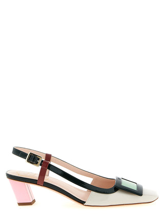 Multicolor Calfskin Mid Heel Pumps