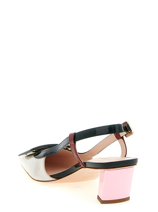 Multicolor Calfskin Mid Heel Pumps