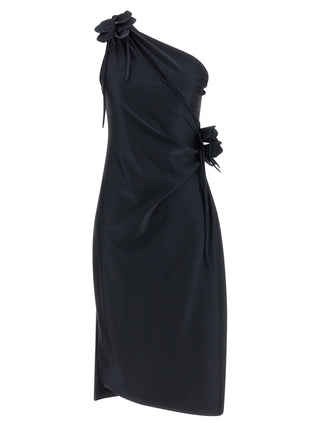 Vestido midi negro de poliamida