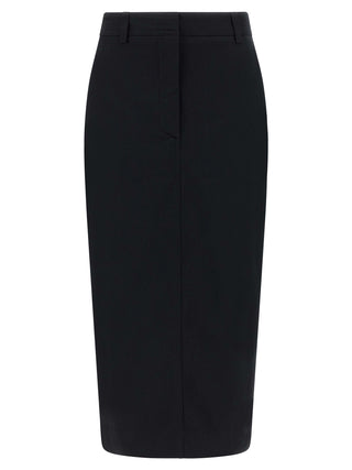 Black Cotton Midi Skirt