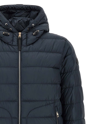 Blue Polyester Full-Length Jacket