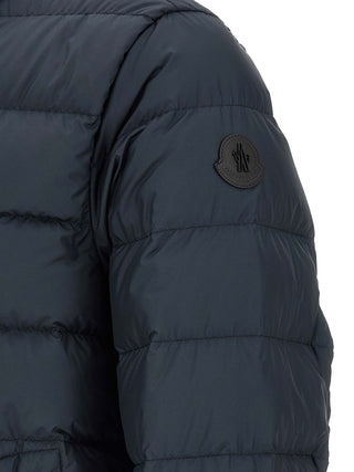 Blue Polyester Full-Length Jacket