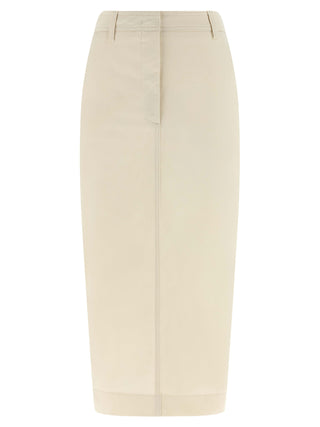 White Cotton Midi Skirt