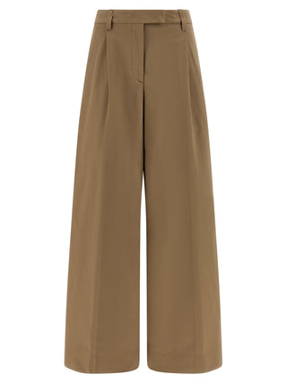 Brown Cotton Casual Pants