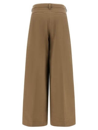 Brown Cotton Casual Pants
