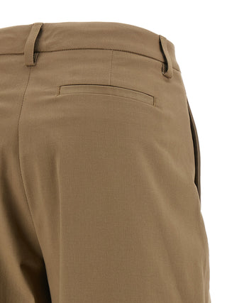 Brown Cotton Casual Pants
