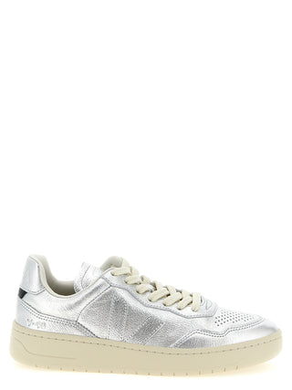 Zapatillas bajas plateadas de cuero genuino