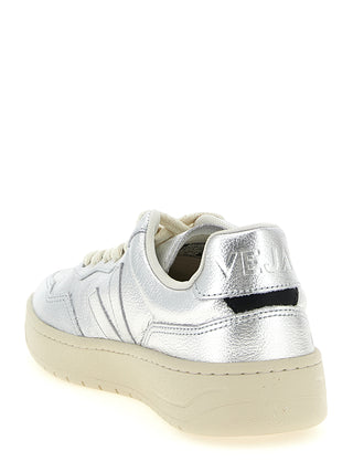 Silver Genuine Leather Low Top Sneakers