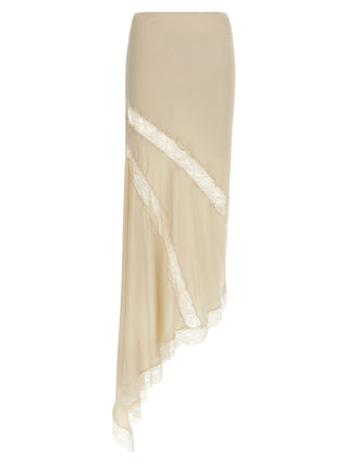 Beige Viscose Mini Skirt