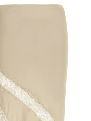 Beige Viscose Mini Skirt
