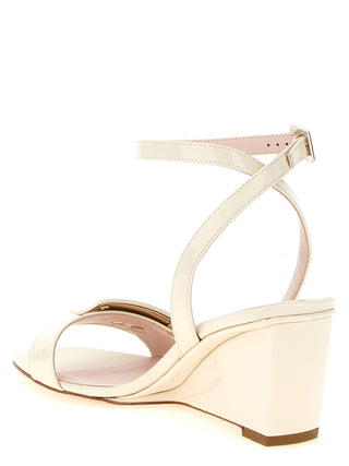 White Calfskin Wedge Sandals