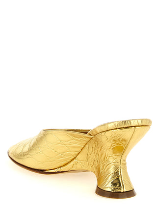 Gold Calfskin Wedge Sandals