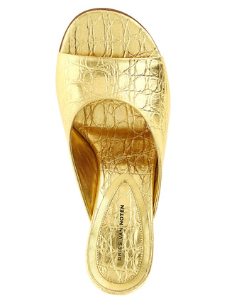 Gold Calfskin Wedge Sandals