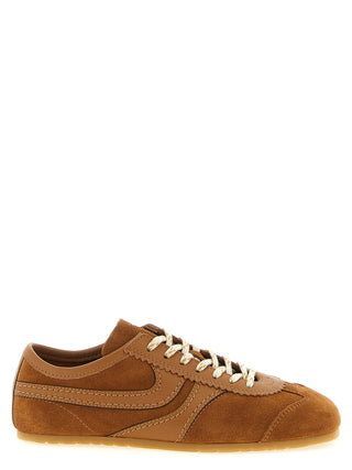 Brown Calfskin Low Top Sneakers