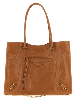 Bolso de hombro de piel de cordero marrón  
