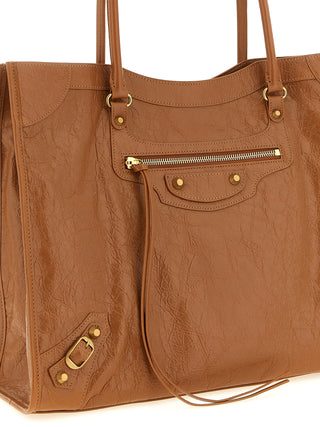 Bolso de hombro de piel de cordero marrón  