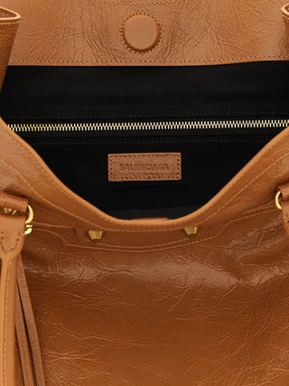 Bolso de hombro de piel de cordero marrón  
