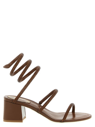 Sandalias con tiras de viscosa marrón