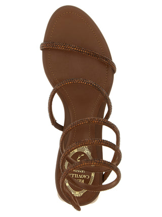 Brown Viscose Strap-On Sandals