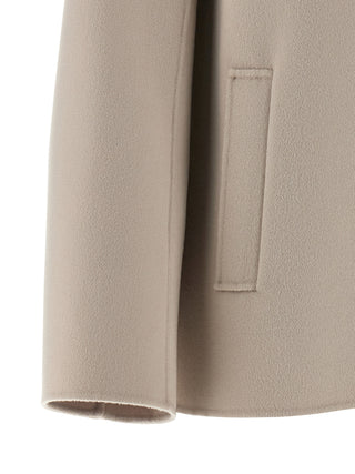 Beige Virgin Wool Biker Jacket