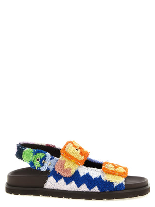 Multicolor Goatskin Flat Sandals