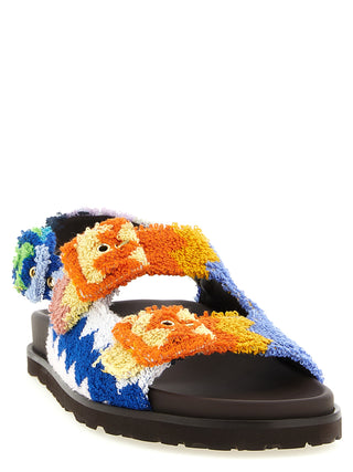 Multicolor Goatskin Flat Sandals