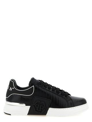 Black Cowhide Low Top Sneakers
