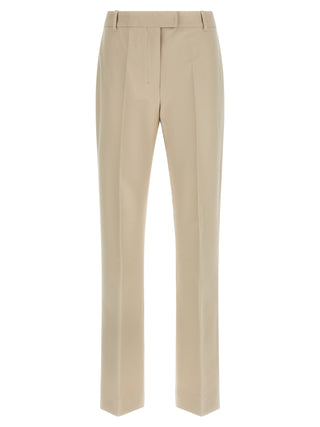 Beige Cotton Cropped Pants