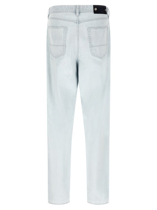 Blue Cotton Straight-Leg Jeans