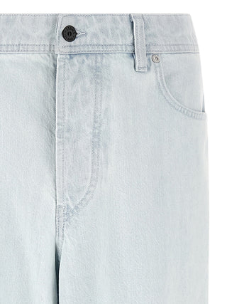 Blue Cotton Straight-Leg Jeans