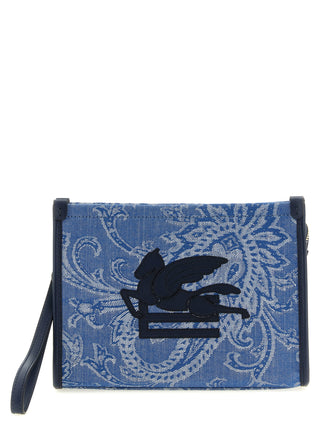 Blue Cotton Clutch Bag