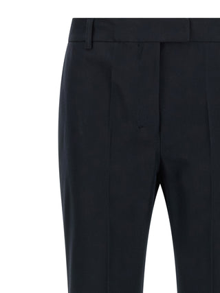 Blue Cotton Flared Pants