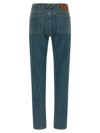Blue Cotton Straight-Leg Jeans