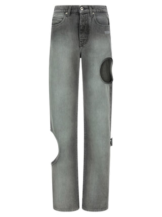 Gray Cotton Straight-Leg Jeans