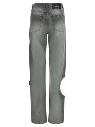 Gray Cotton Straight-Leg Jeans