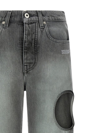 Gray Cotton Straight-Leg Jeans