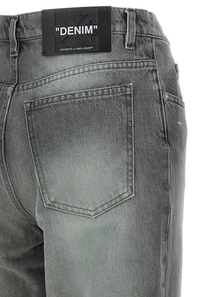 Gray Cotton Straight-Leg Jeans