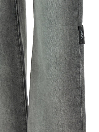 Gray Cotton Straight-Leg Jeans