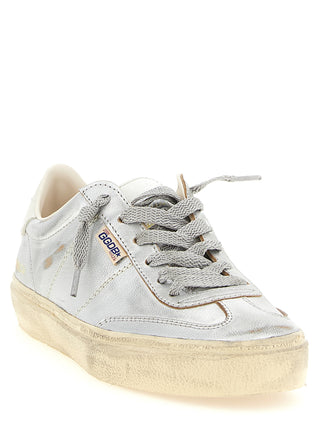 Silver Cowhide Low Top Sneakers