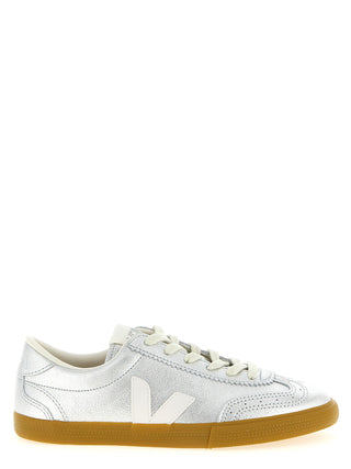 Silver Genuine Leather Sneakers