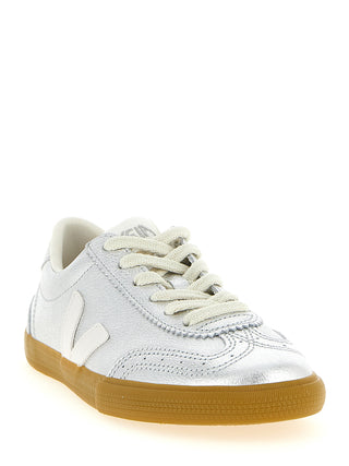 Silver Genuine Leather Sneakers