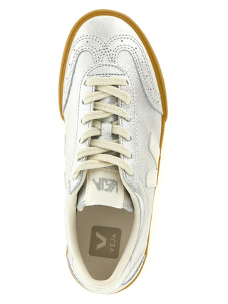 Silver Genuine Leather Sneakers