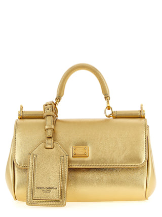 Bolso de mano de piel de becerro dorado
