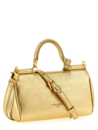 Bolso de mano de piel de becerro dorado