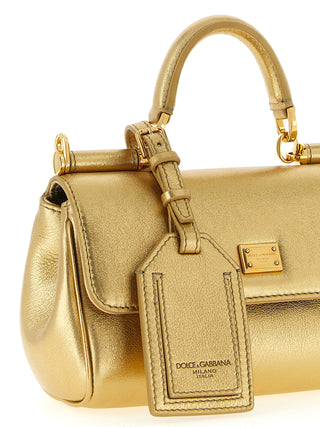 Bolso de mano de piel de becerro dorado