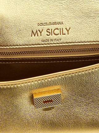 Bolso de mano de piel de becerro dorado