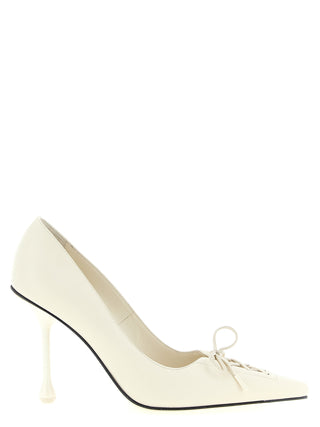 White Leather High Heel Pumps