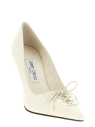 White Leather High Heel Pumps
